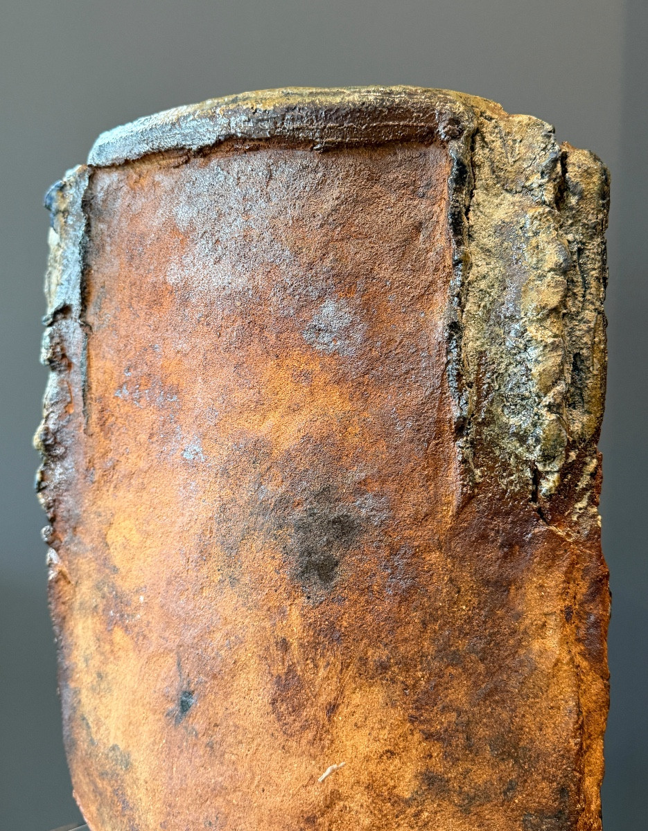 GERARD BROSSARD, VASE SCULPTURAL EN GRES SIGNE CIRCA 1970-photo-3
