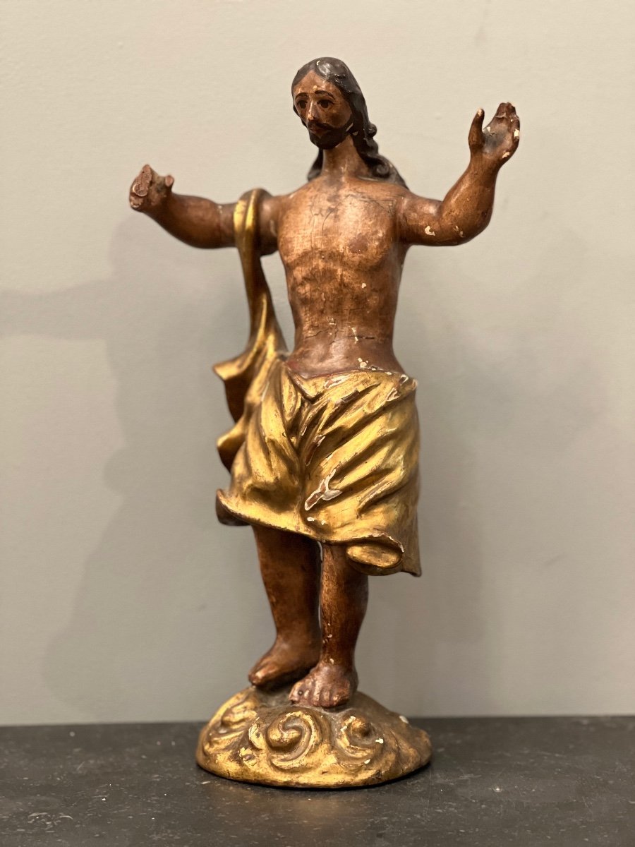 Christ En Bois Sculpte Polychrome Fin XVIIIeme