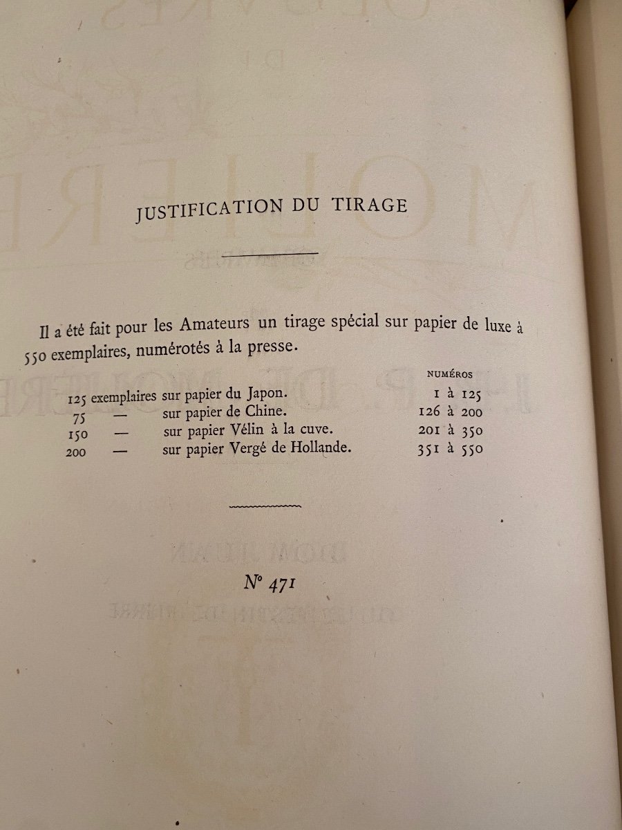 Oeuvres De Moliere  Jacques Leman   Testard Paris  8 Volumes-photo-2