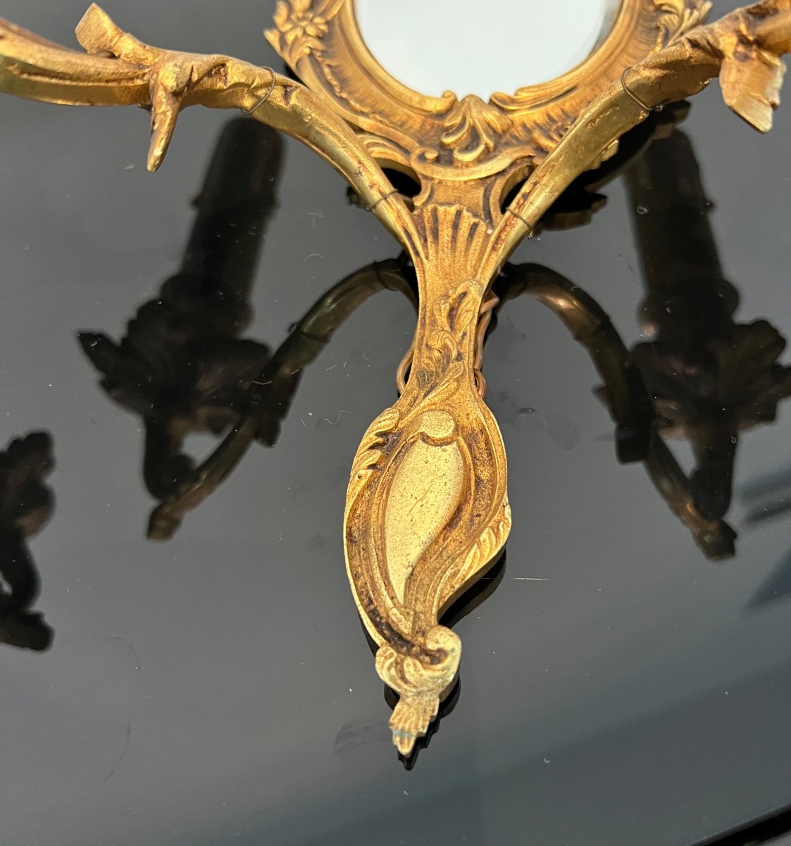 Paire d'Appliques En Bronze Dore De Style Louis XV Epoque 20eme-photo-3