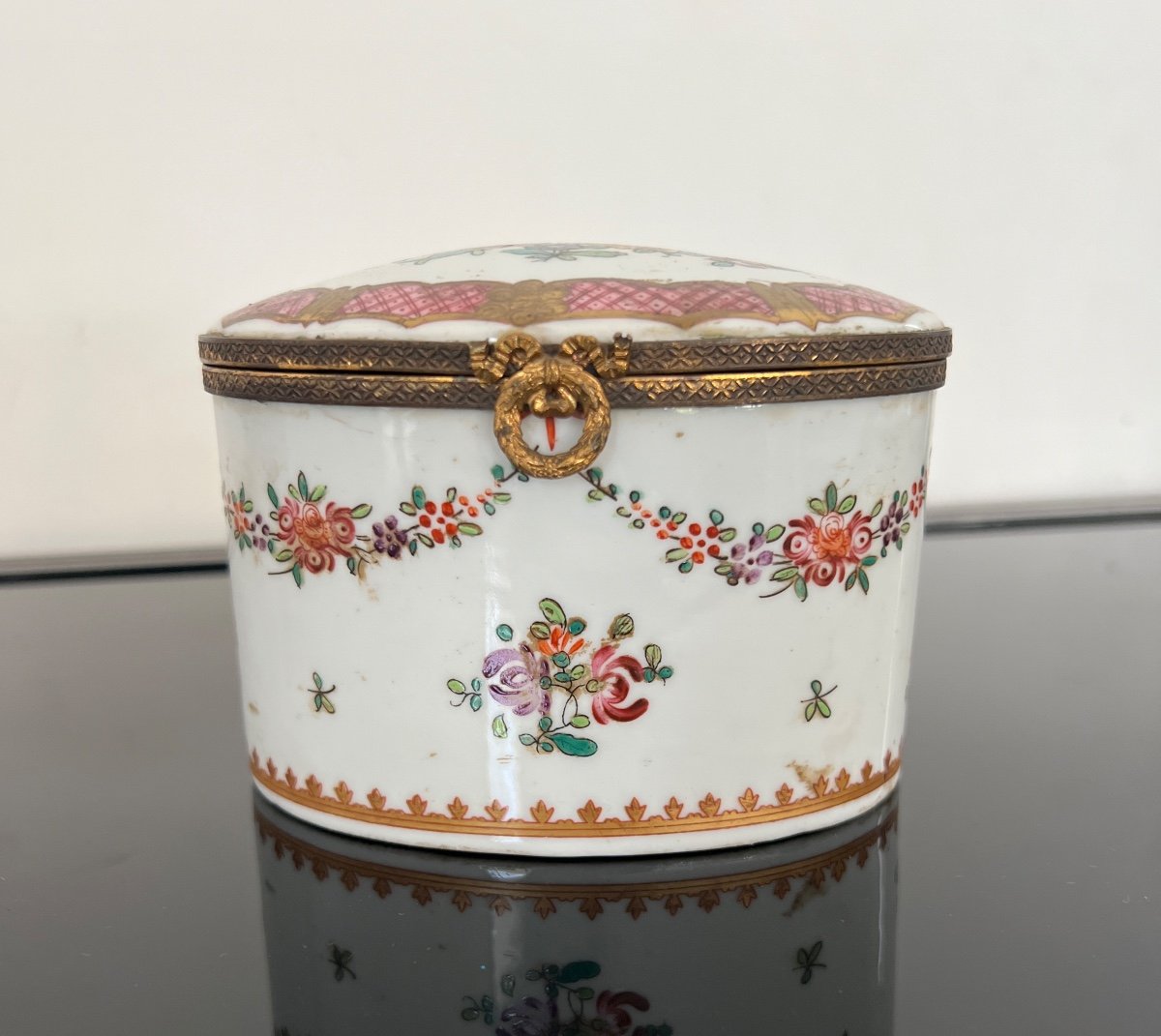 Small Box In Paris Porcelain Louis XVI Style 19th Time-photo-2