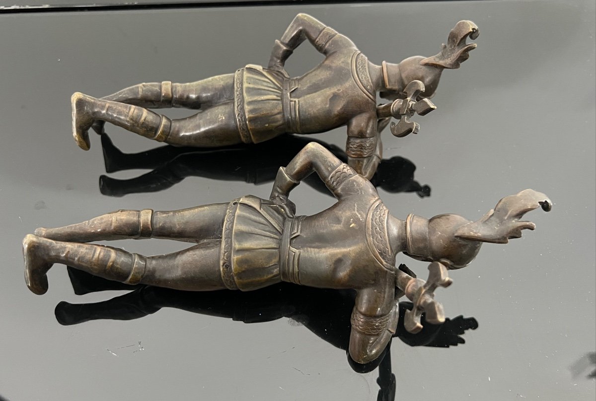Paire De Sujets En Bronze Guerriers Epoque 19eme-photo-3
