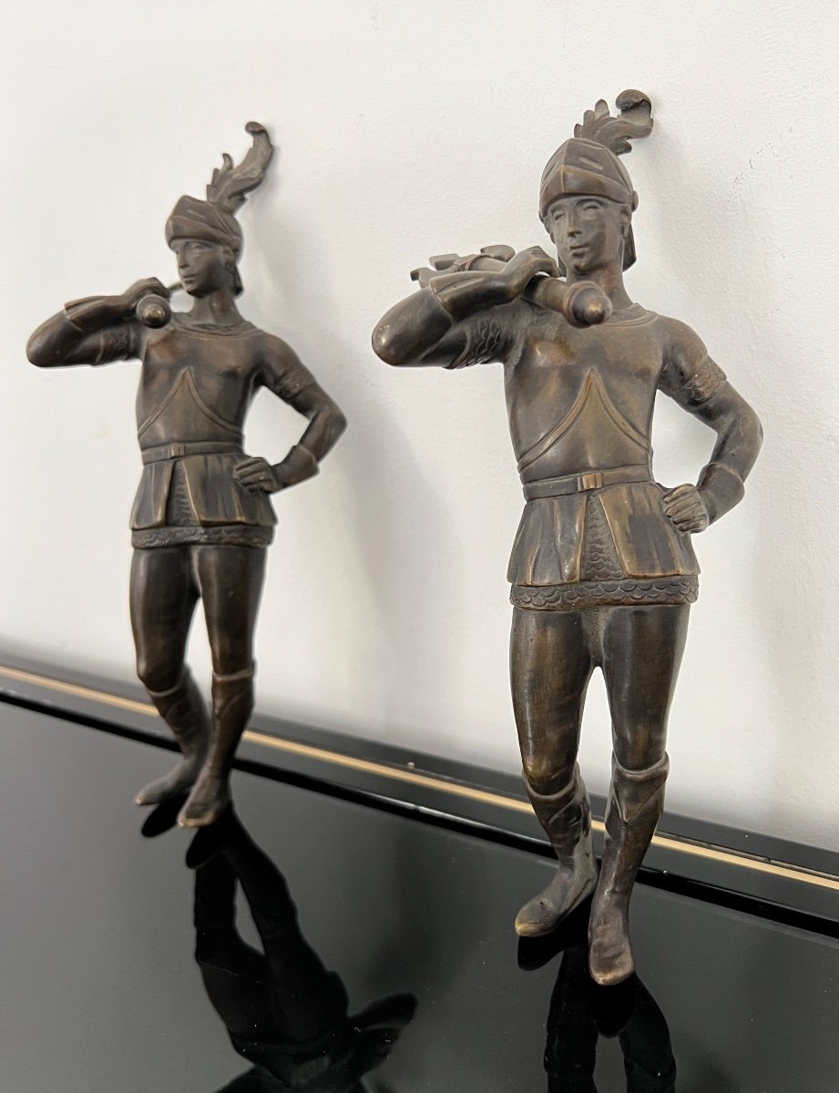Paire De Sujets En Bronze Guerriers Epoque 19eme-photo-4