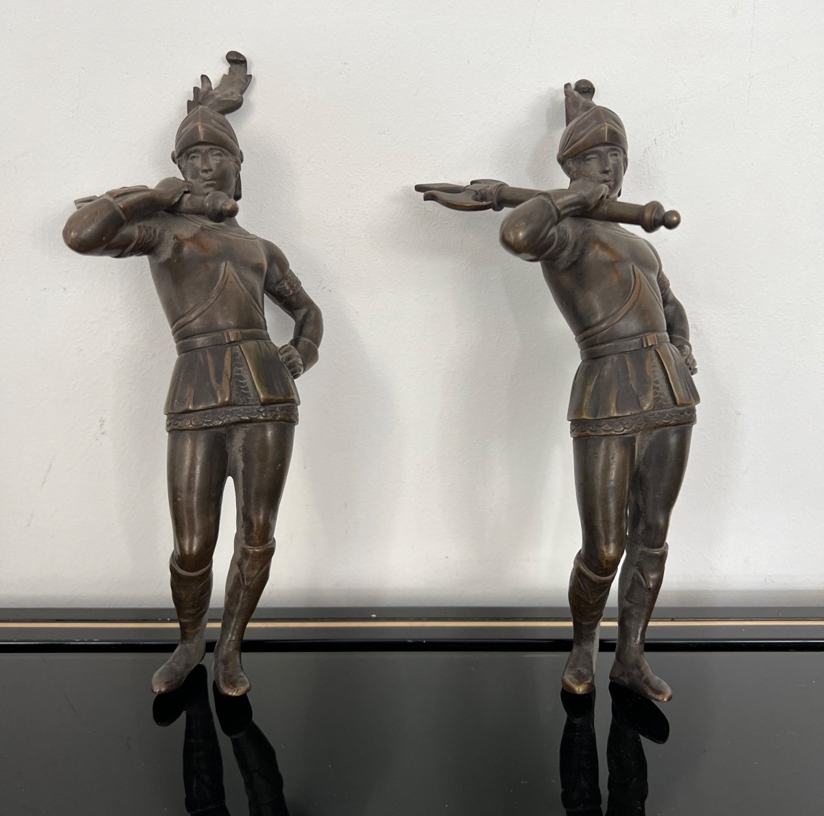 Paire De Sujets En Bronze Guerriers Epoque 19eme