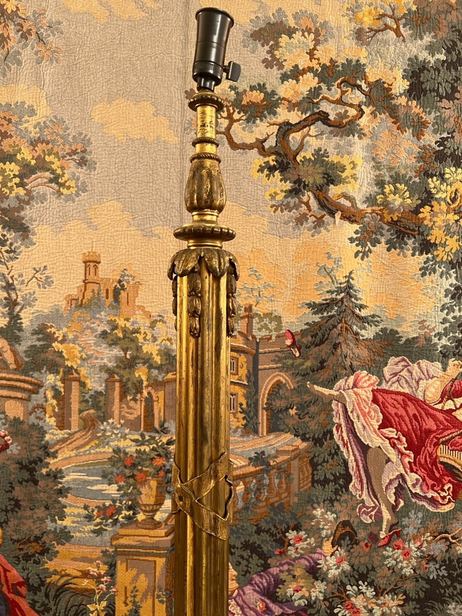 Lampadaire  En Laiton Doré De Style Louis XVI Vers 1930-photo-3