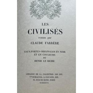 Livre Farrere Claude Les Civilises Paris 1926 Eaux Fortes Henri Le Riche