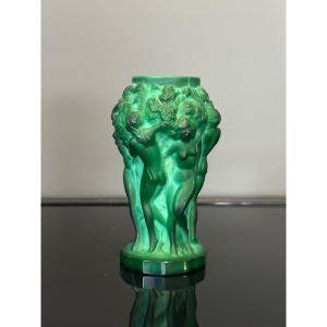 Heinrich Hoffmann, Vase Art Deco A Decor De Bacchantes Malachite(1875 - 1938)
