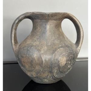 Amphore Vase Guan En Terre Cuite Epoque Dynastie Han (206 Av. Jc - 220 Ap. Jc)