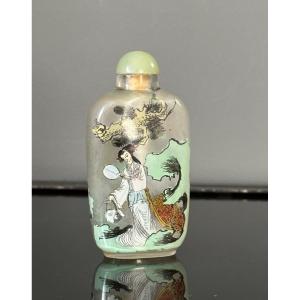 China Snuffbox In Painted Glass Twentieth Century