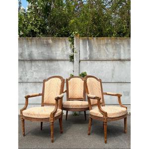 Suite Of Three Armchairs From Louis XVI XVIIIth Period
