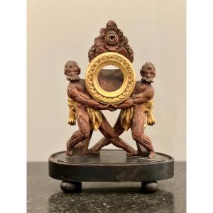 Rare Porte Montre En Bois Sculpte Laque Et Dore Epoque Louis XVI