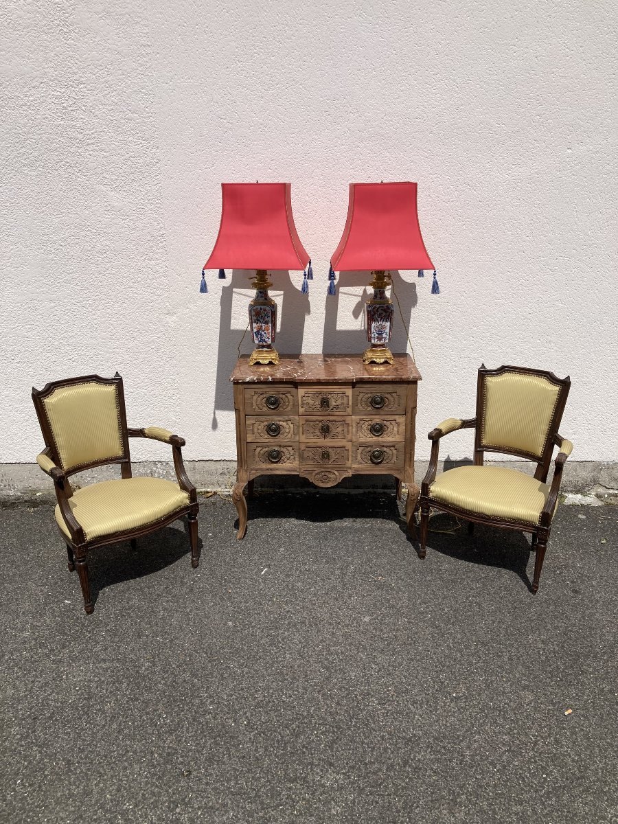 Paire de fauteuils cabriolets de style Louis XVI-photo-2