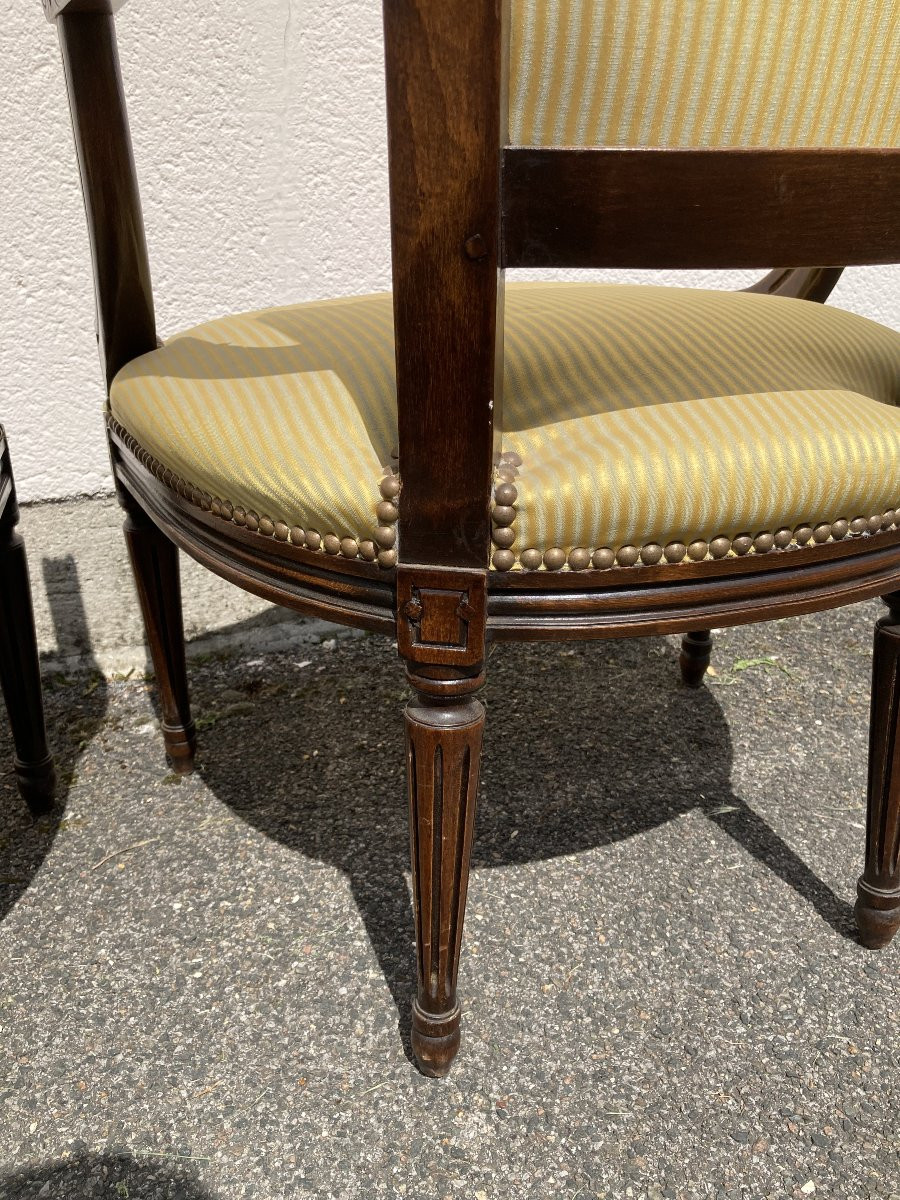 Paire de fauteuils cabriolets de style Louis XVI-photo-5