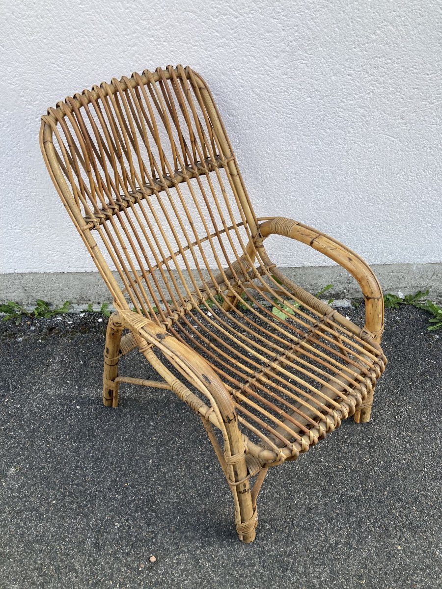 Fauteuil en Rotin Vintage-photo-4