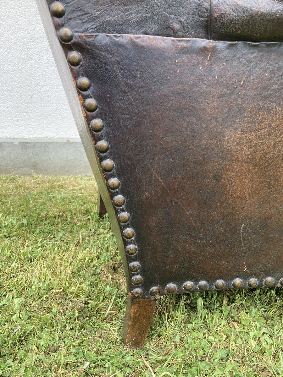 Chesterfield Wingback Armchair, 1930s-photo-8
