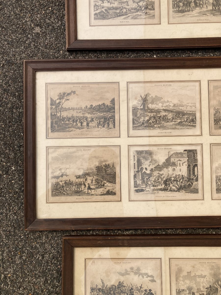 Set Of 26 Lithographs "la France Militaire" Assembled Under Three Period Frames.-photo-3