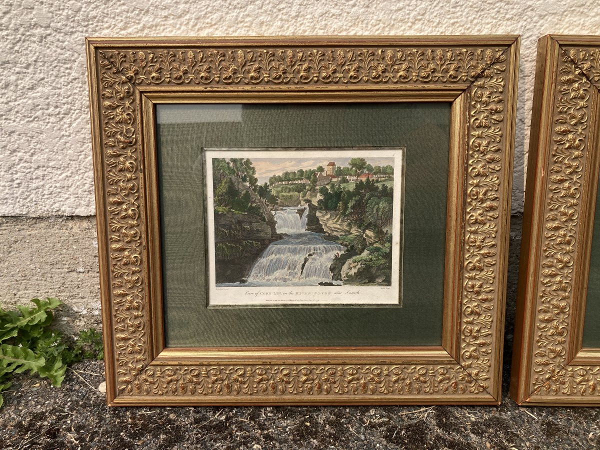 After Paul Sandby (1730-1809), Pair Of Hand-enhanced And Framed Landscape Prints-photo-3