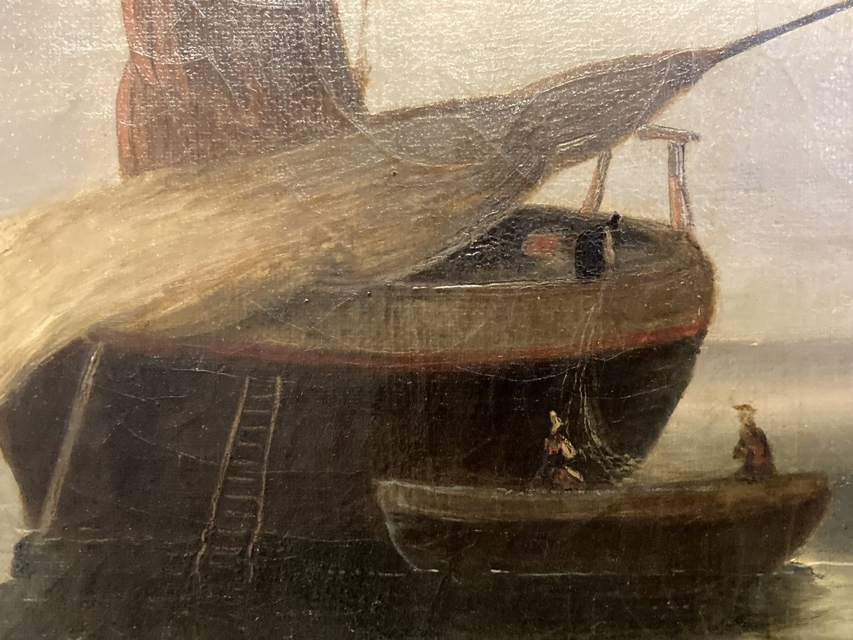 École Française du XIXe siècle, La Marée Basse, Marine encadrée-photo-1