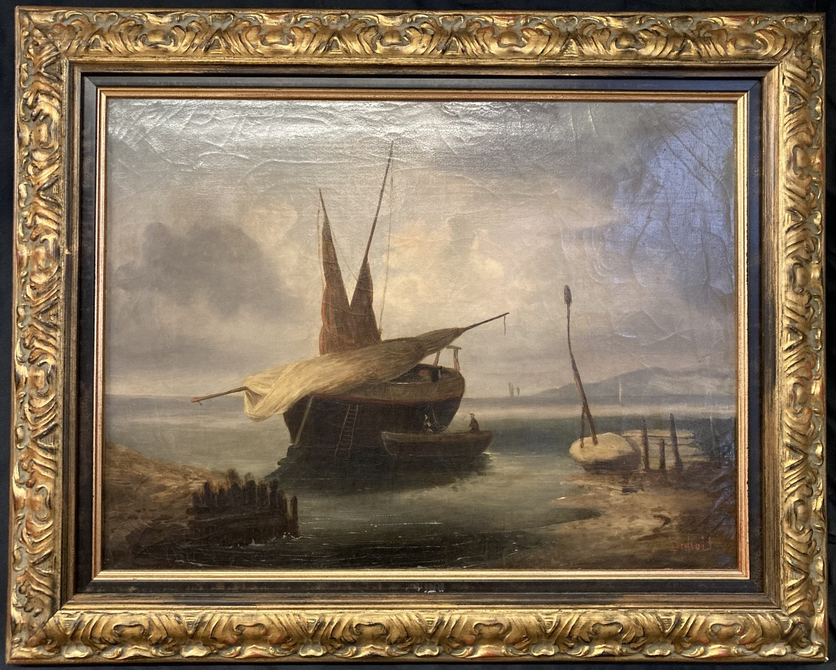 École Française du XIXe siècle, La Marée Basse, Marine encadrée