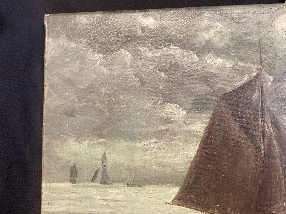 École Française du XXe siècle, Le Vieux Gréement, Marine signée et datée-photo-7