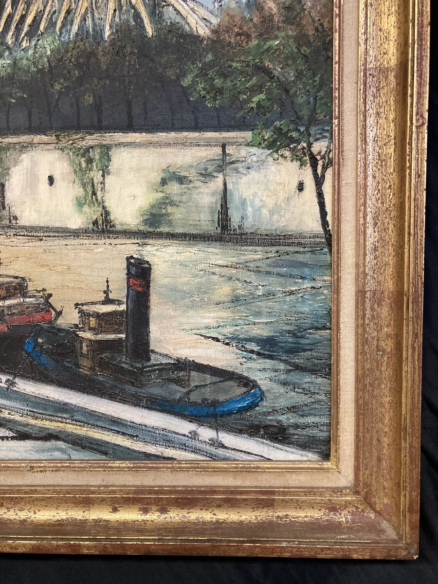French School, 20th Century, Notre-dame-de-paris, Oil On Canvas-photo-3