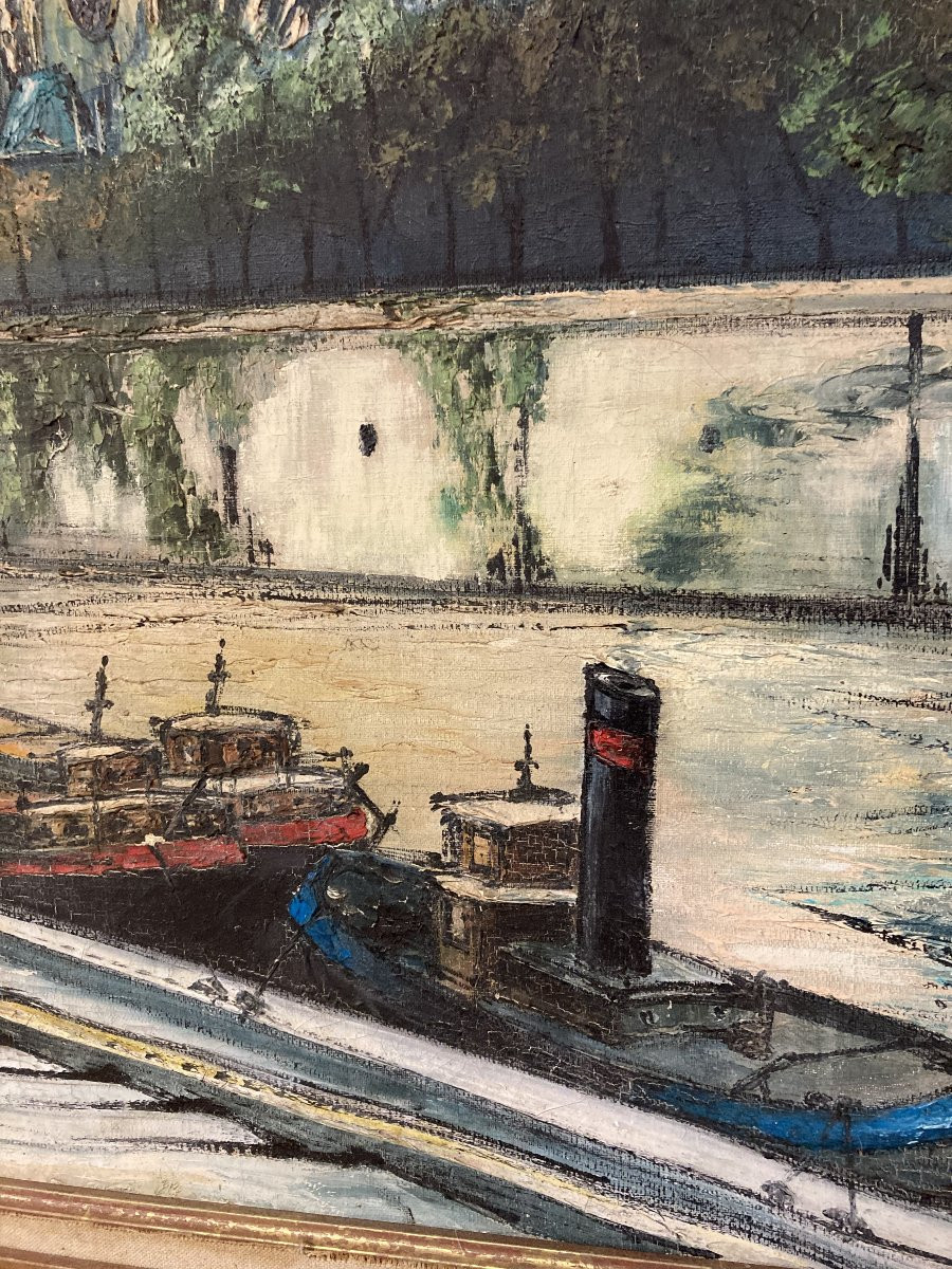 French School, 20th Century, Notre-dame-de-paris, Oil On Canvas-photo-6