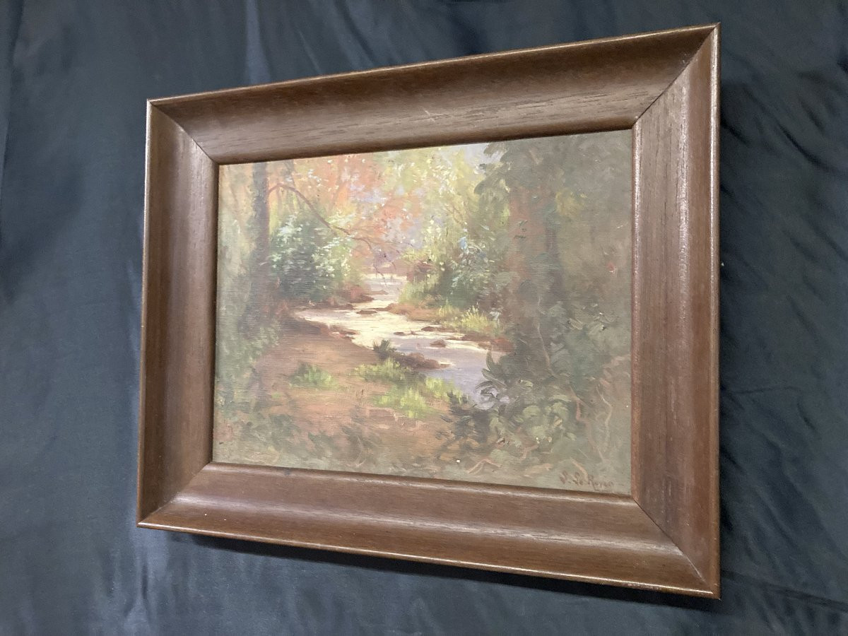 French School, 20th Century, Landscape With A Stream, Oil On Canvas, Signed-photo-7