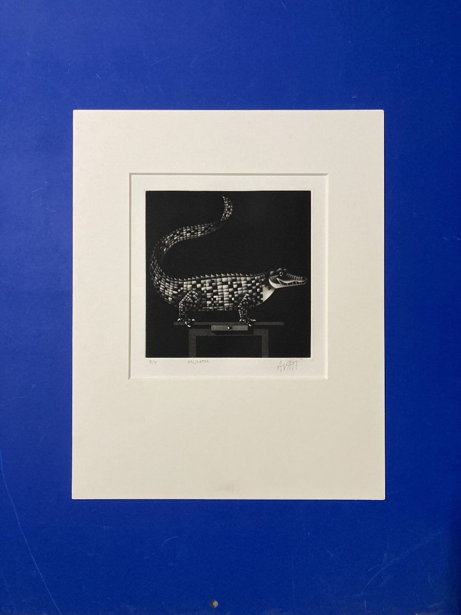 Mario Avati (1921-2009), Alligator, Mezzotint, 1970-photo-2