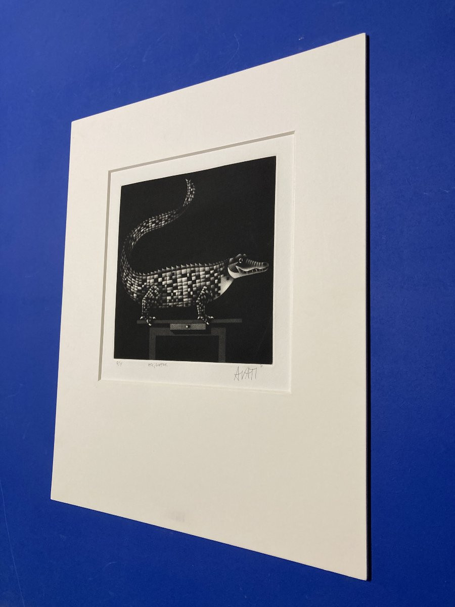 Mario Avati (1921-2009), Alligator, Mezzotint, 1970-photo-3