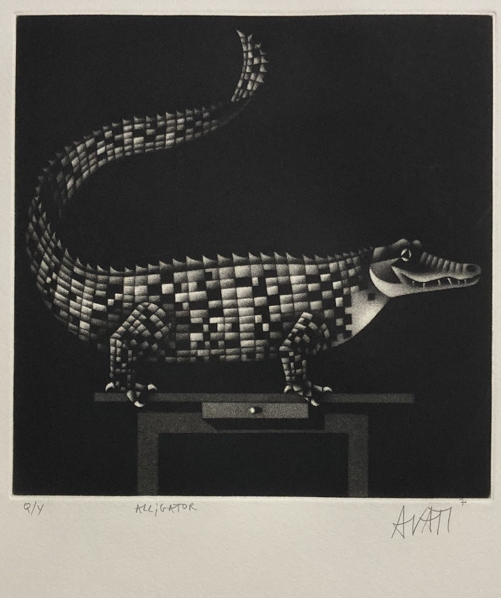 Mario Avati (1921-2009), Alligator, Mezzotint, 1970