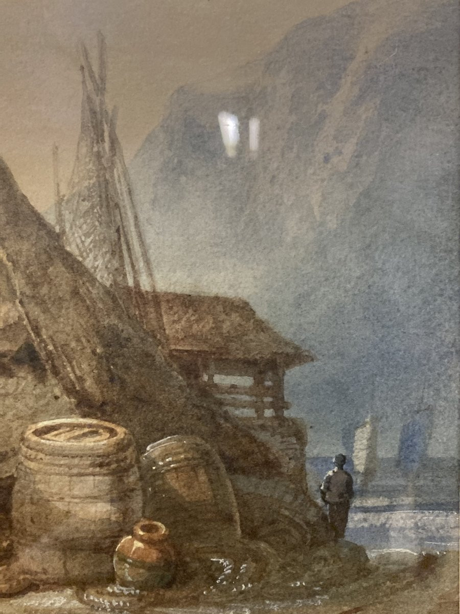 Eugène Bourgeois (1855-1909), The Capstan, Framed Watercolor, Late 19th Century-photo-6