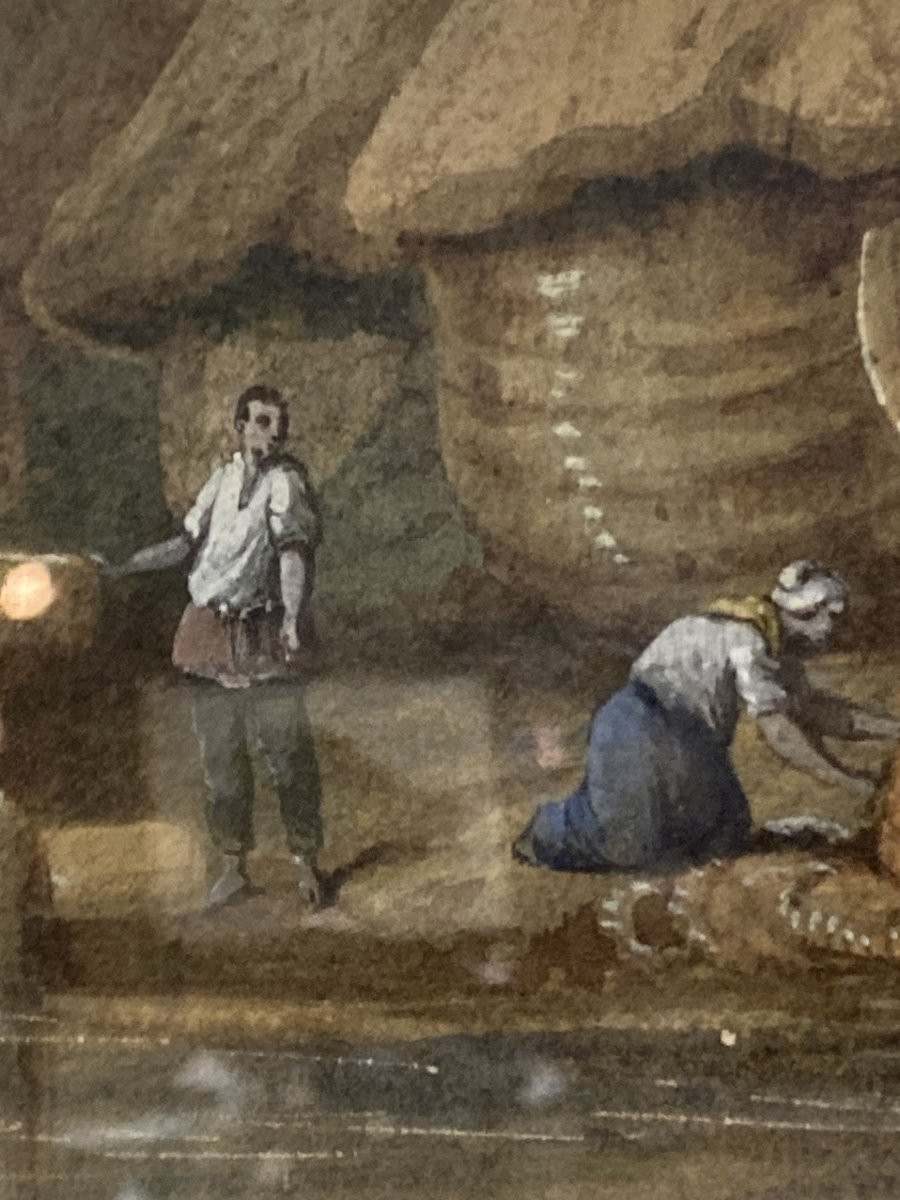 Eugène Bourgeois (1855-1909), The Capstan, Framed Watercolor, Late 19th Century-photo-7