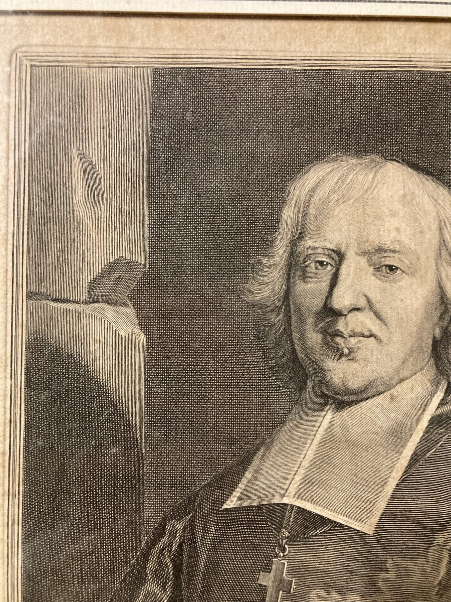 Gérard Edelinck (1640 - 1707), Portrait Of The Theologian Bossuet, Burin Print, 1701-photo-2