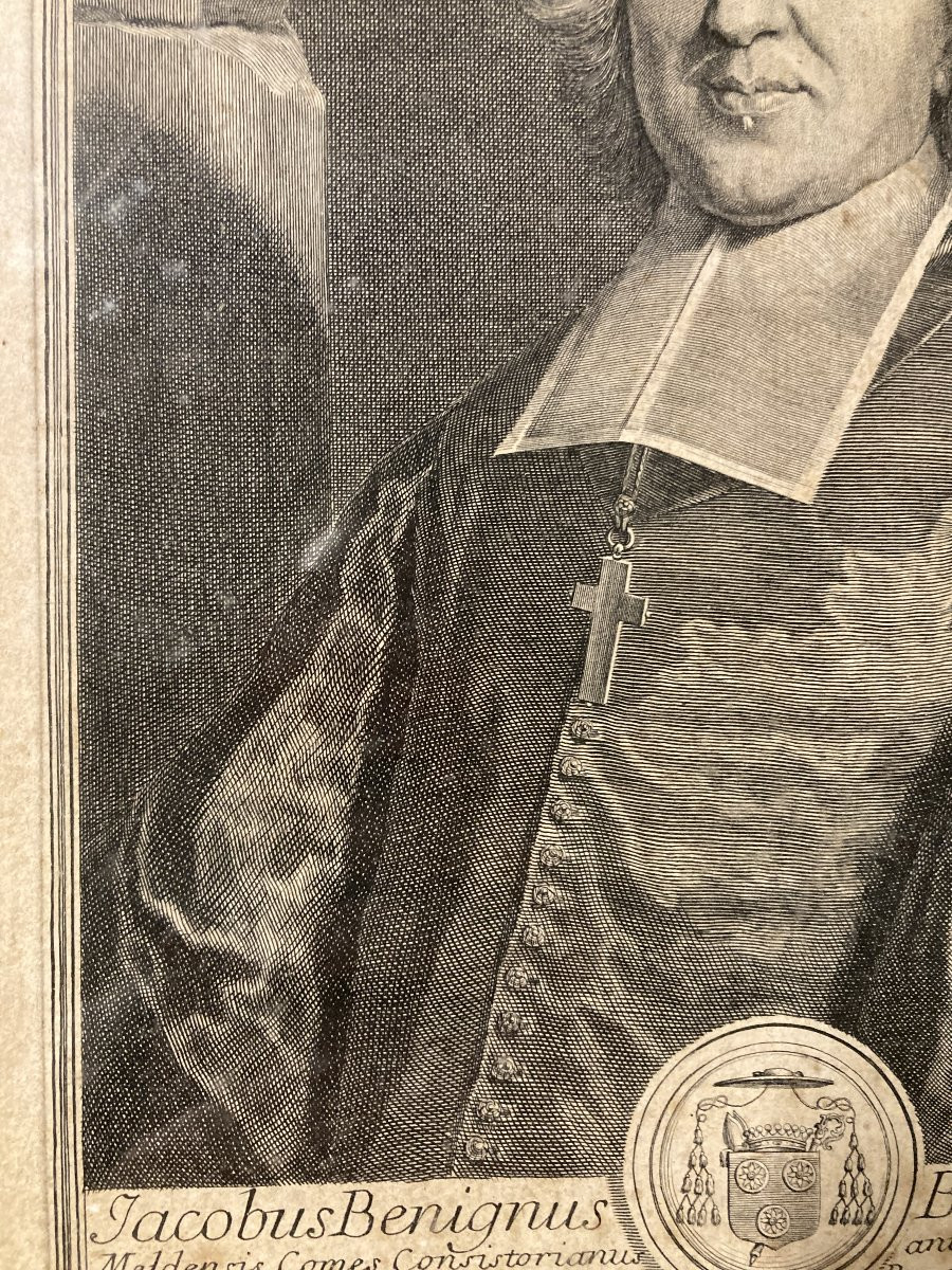 Gérard Edelinck (1640 - 1707), Portrait Of The Theologian Bossuet, Burin Print, 1701-photo-3