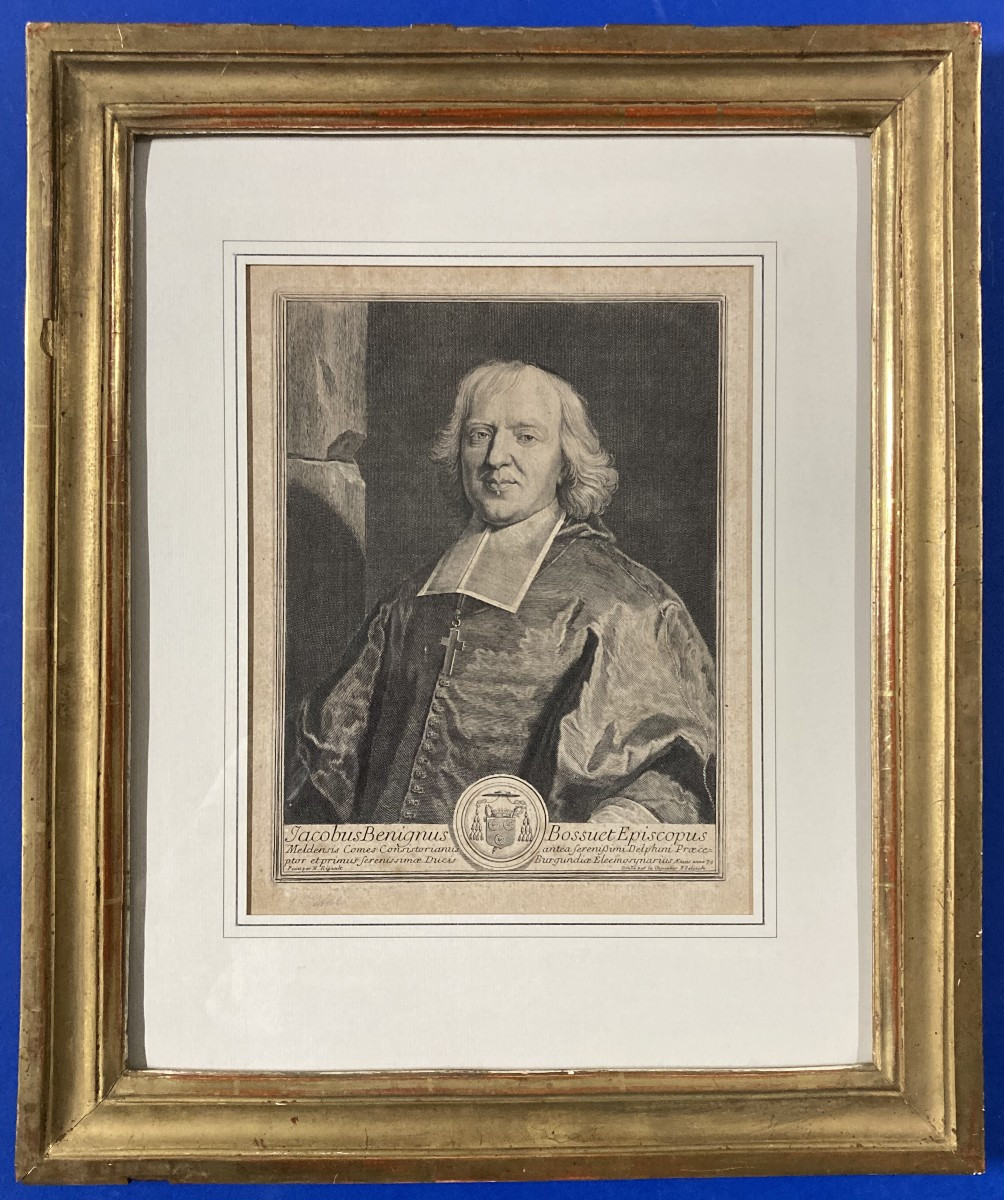 Gérard Edelinck (1640 - 1707), Portrait Of The Theologian Bossuet, Burin Print, 1701