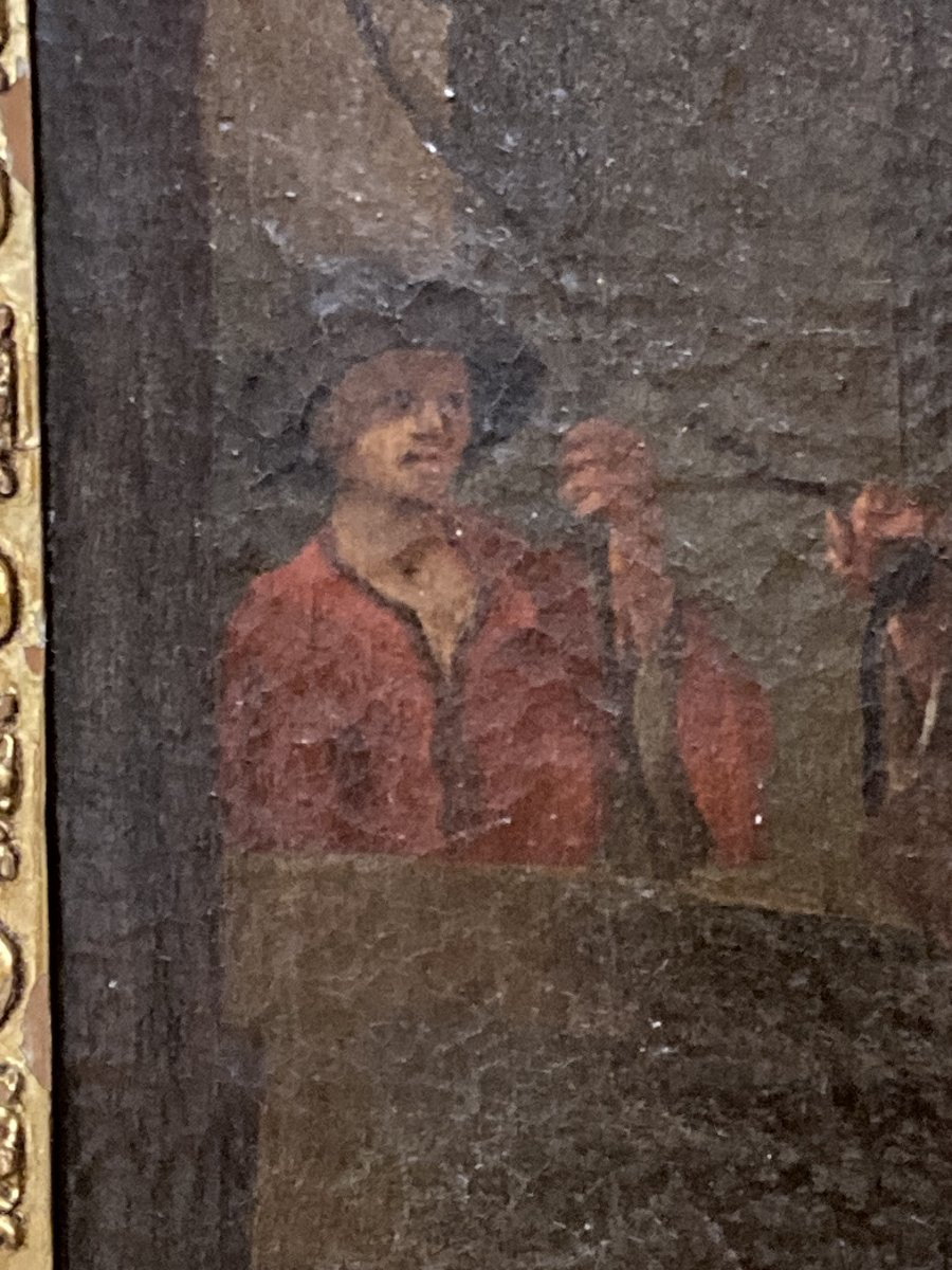 Peasant Scene, 18th Century French School, Framed Oil On Canvas-photo-1