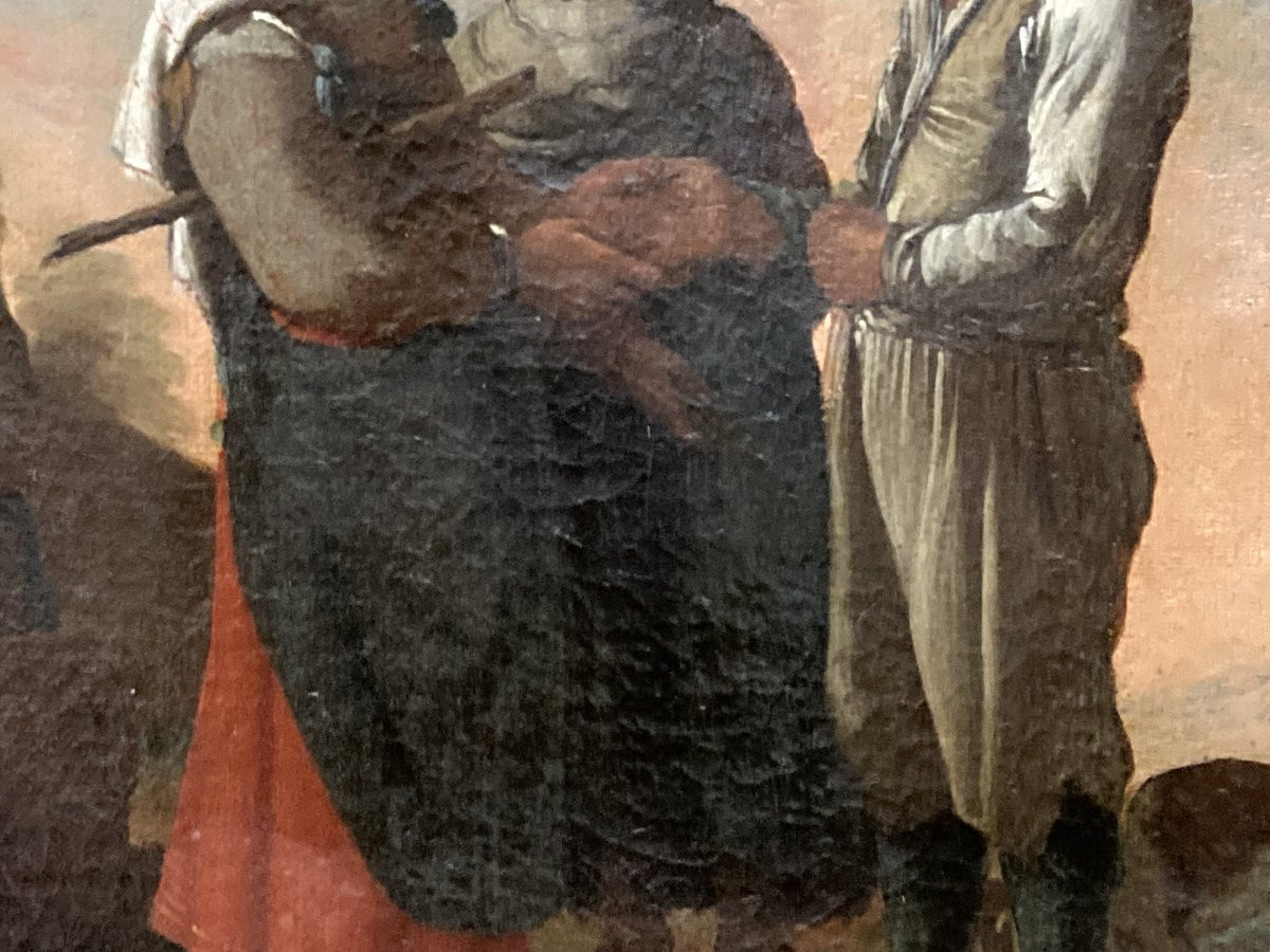 Peasant Scene, 18th Century French School, Framed Oil On Canvas-photo-3