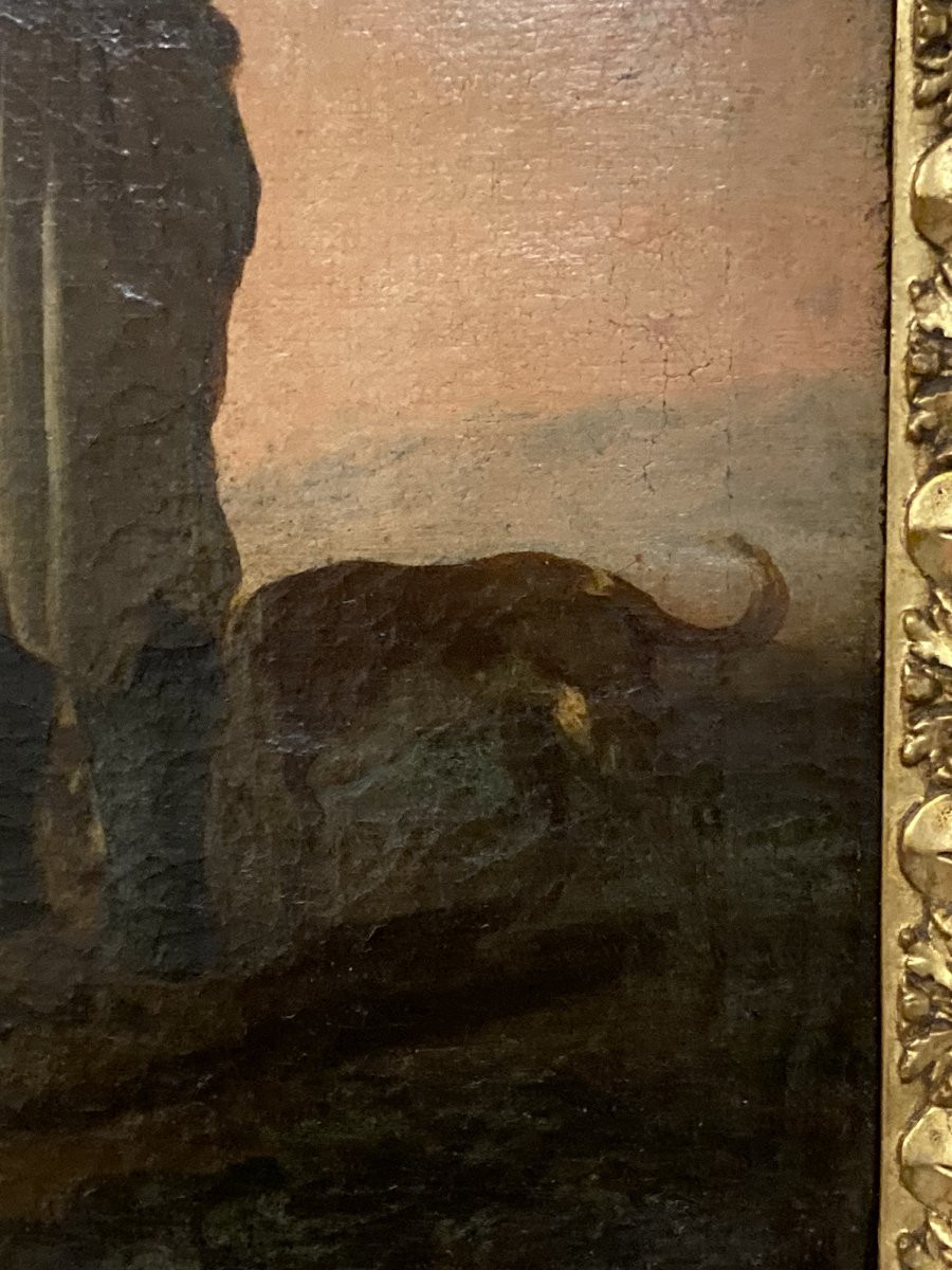 Peasant Scene, 18th Century French School, Framed Oil On Canvas-photo-4