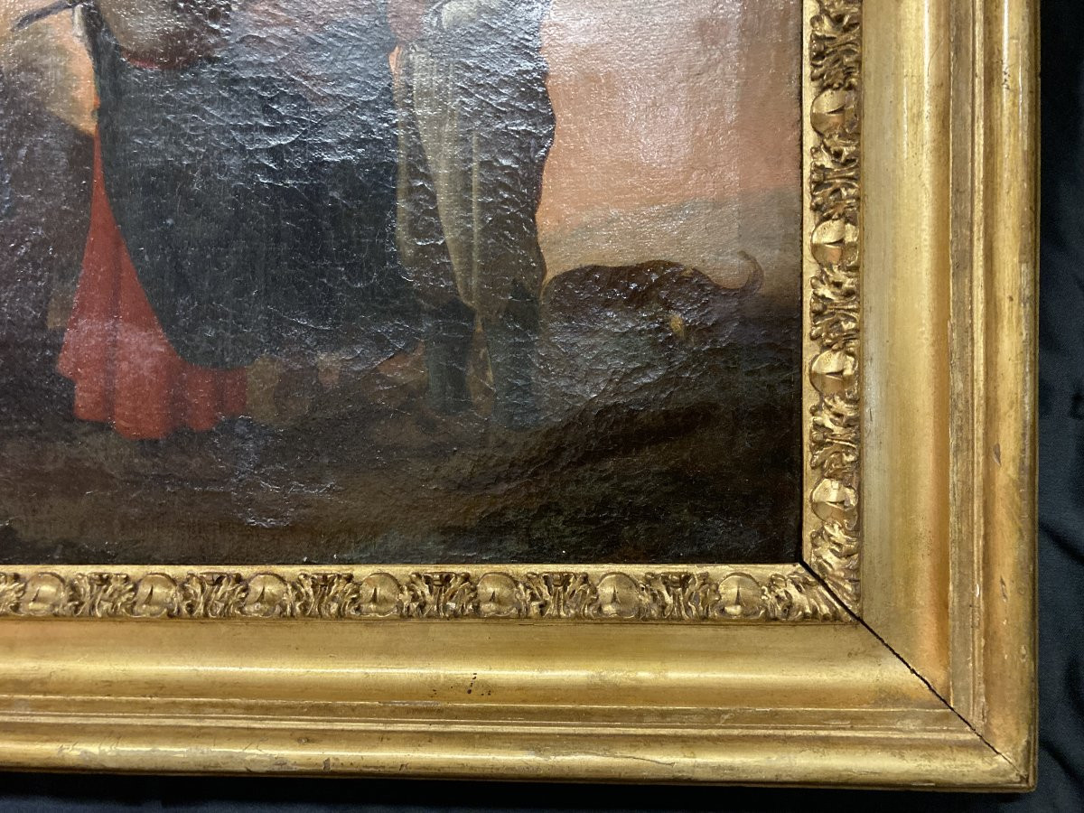 Peasant Scene, 18th Century French School, Framed Oil On Canvas-photo-6