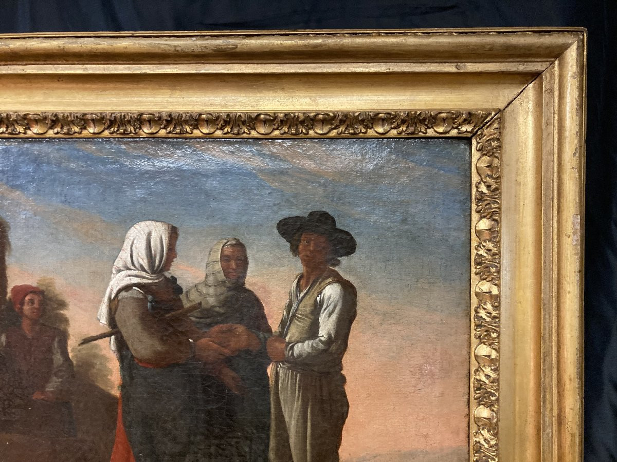 Peasant Scene, 18th Century French School, Framed Oil On Canvas-photo-7