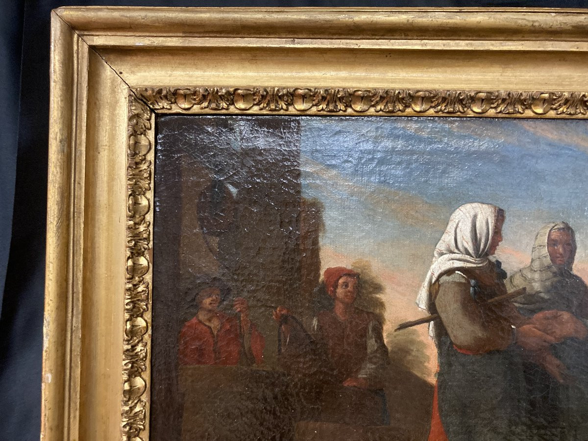Peasant Scene, 18th Century French School, Framed Oil On Canvas-photo-8