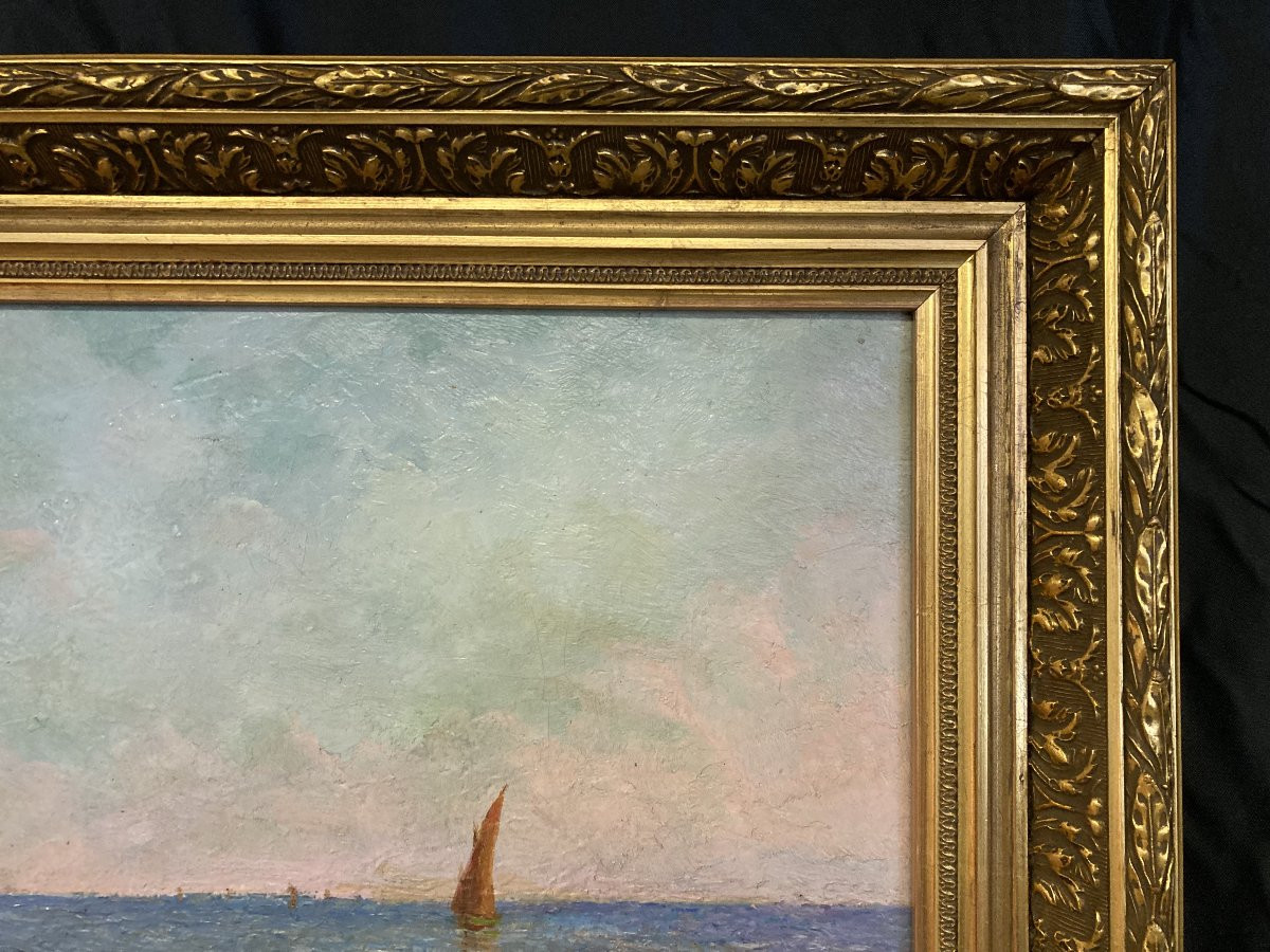 French School Of The 20th Century, Mediterranean Seascape, Oil On Canvas Signed-photo-4