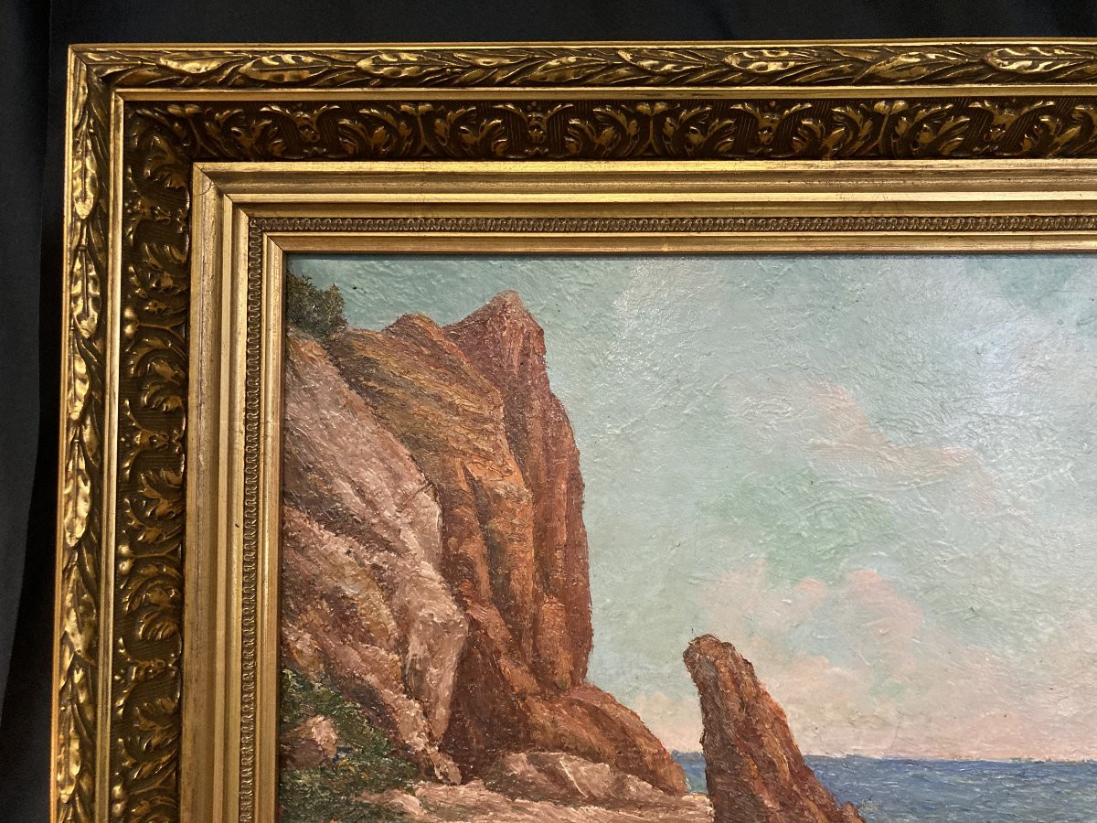 French School Of The 20th Century, Mediterranean Seascape, Oil On Canvas Signed-photo-6