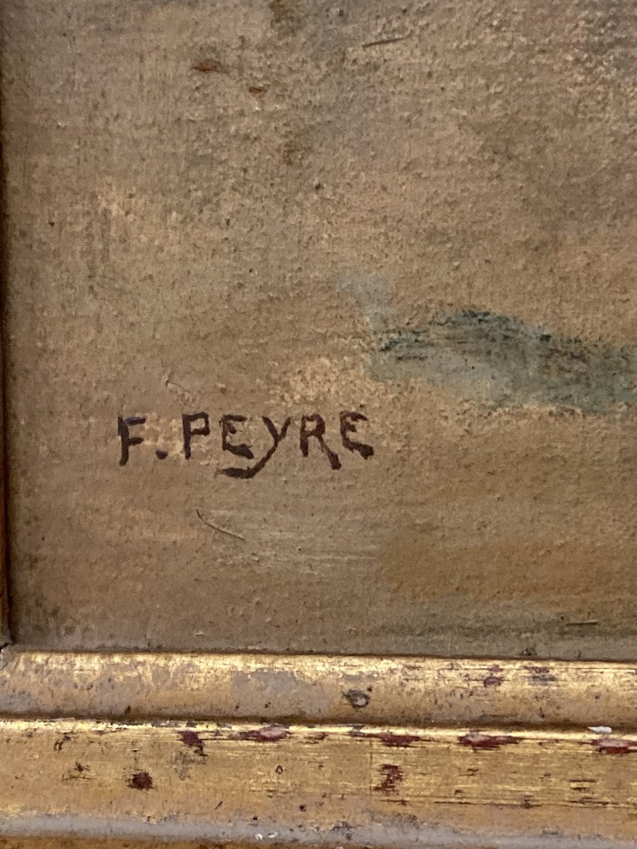 École Française du XXe siècle, Marine au coucher de soleil, huile sur toile signée-photo-2