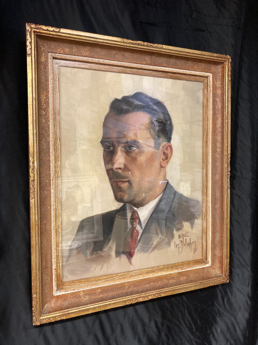 Aimé Van Belleghem (1922-1996), Portrait Of René Brondel, Framed Oil On Canvas-photo-4