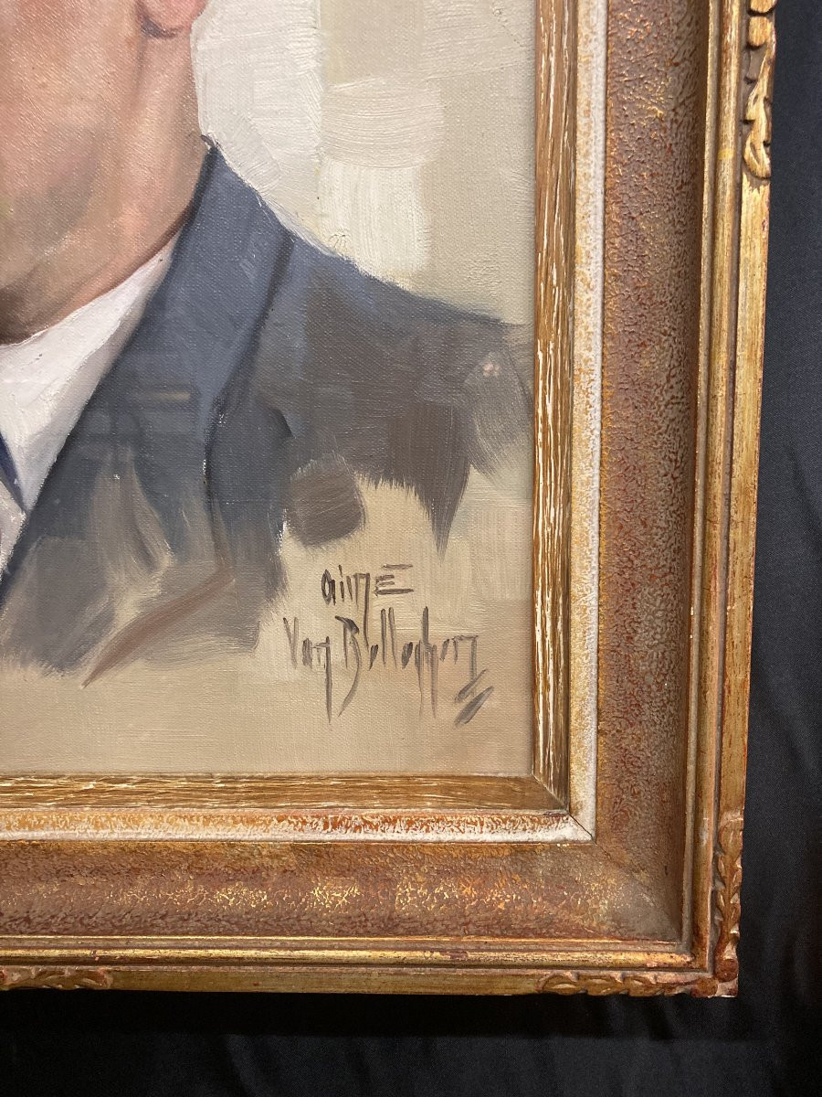Aimé Van Belleghem (1922-1996), Portrait Of René Brondel, Framed Oil On Canvas-photo-2