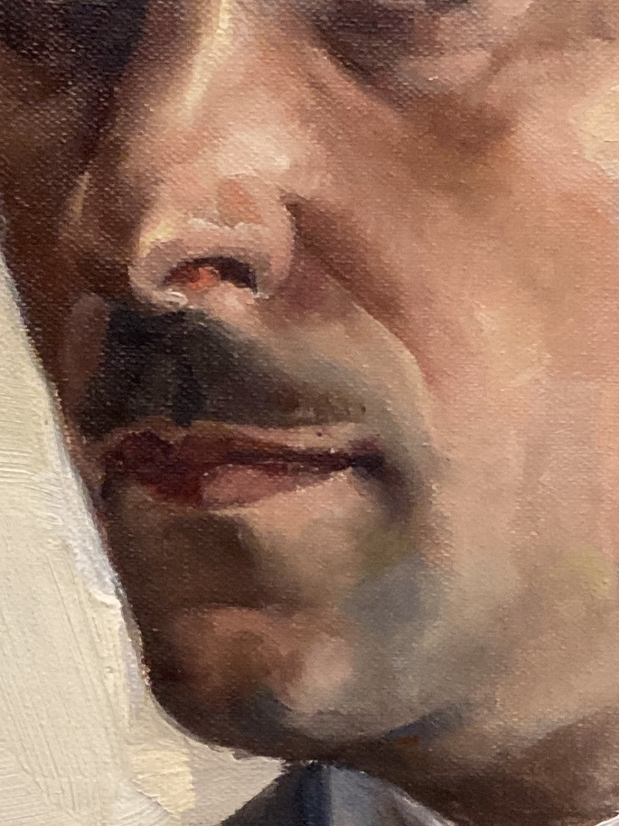 Aimé Van Belleghem (1922-1996), Portrait Of René Brondel, Framed Oil On Canvas-photo-6