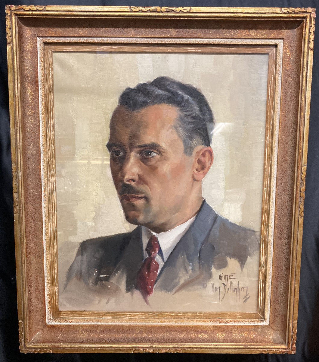 Aimé Van Belleghem (1922-1996), Portrait Of René Brondel, Framed Oil On Canvas