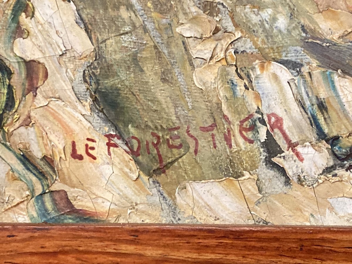 René LE FORESTIER (1903-1972), Côte Rochelaise, huile sur toile encadrée-photo-2