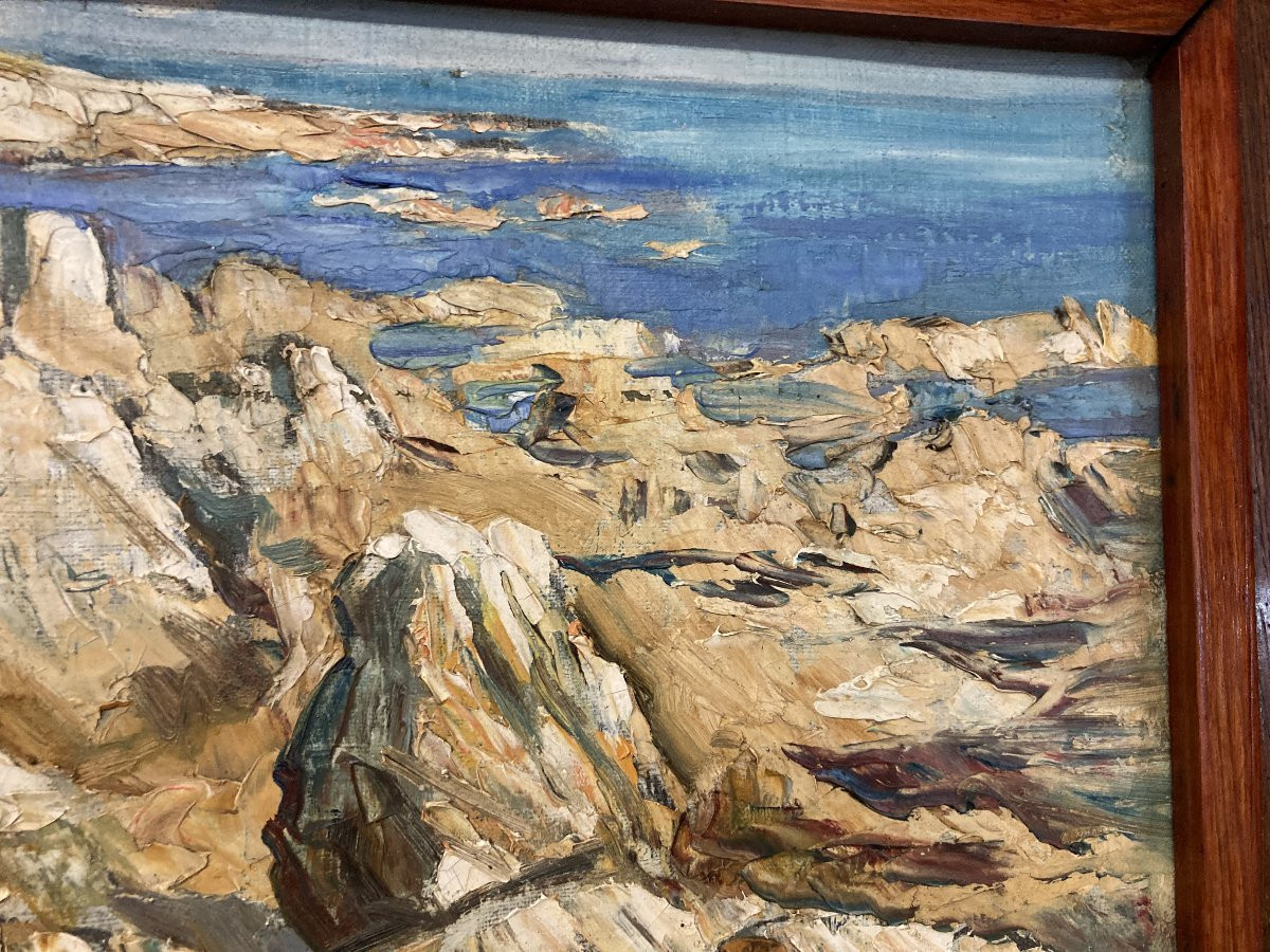 René LE FORESTIER (1903-1972), Côte Rochelaise, huile sur toile encadrée-photo-6